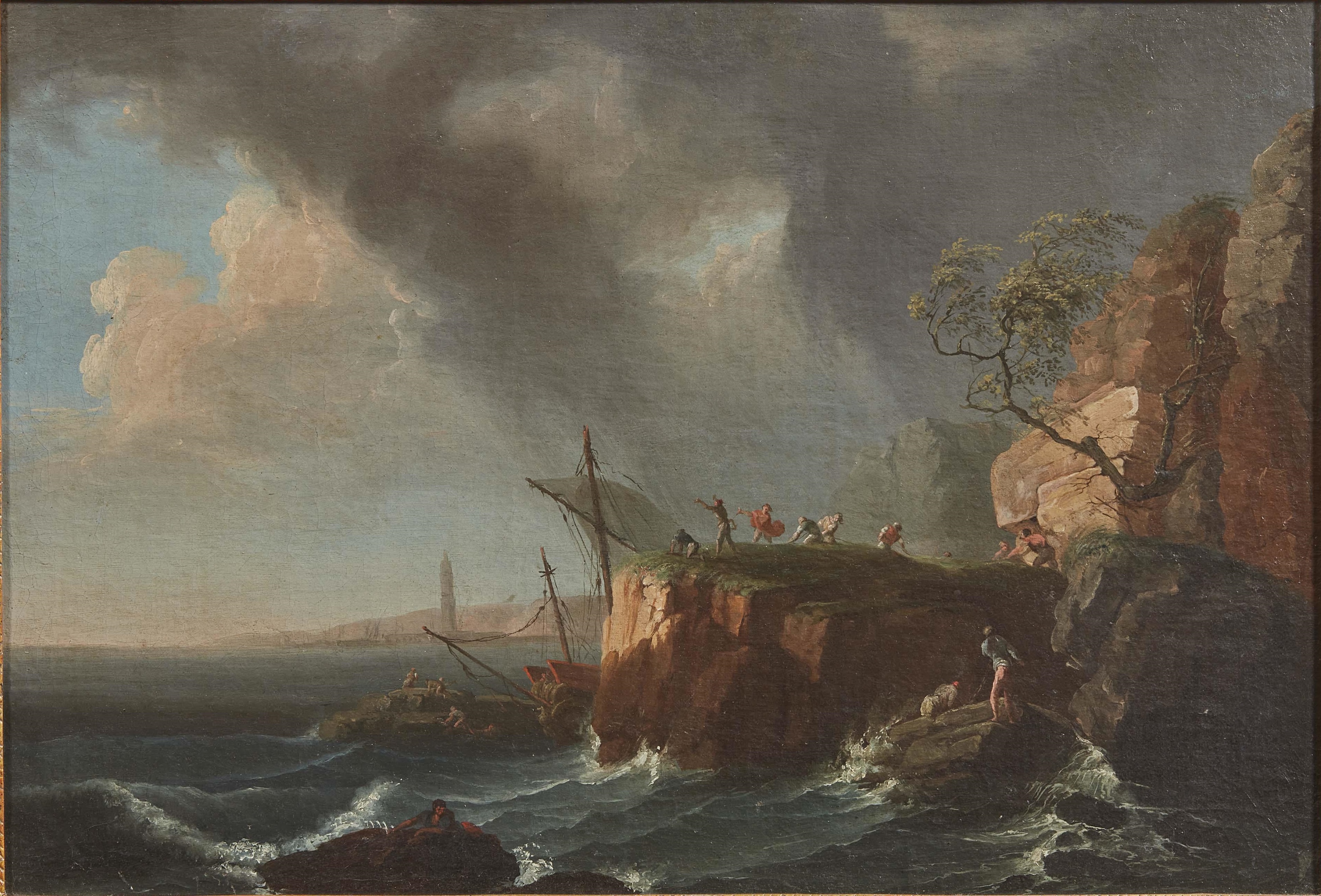 SEASCAPE IN A STORM by Roman School, 18th Century