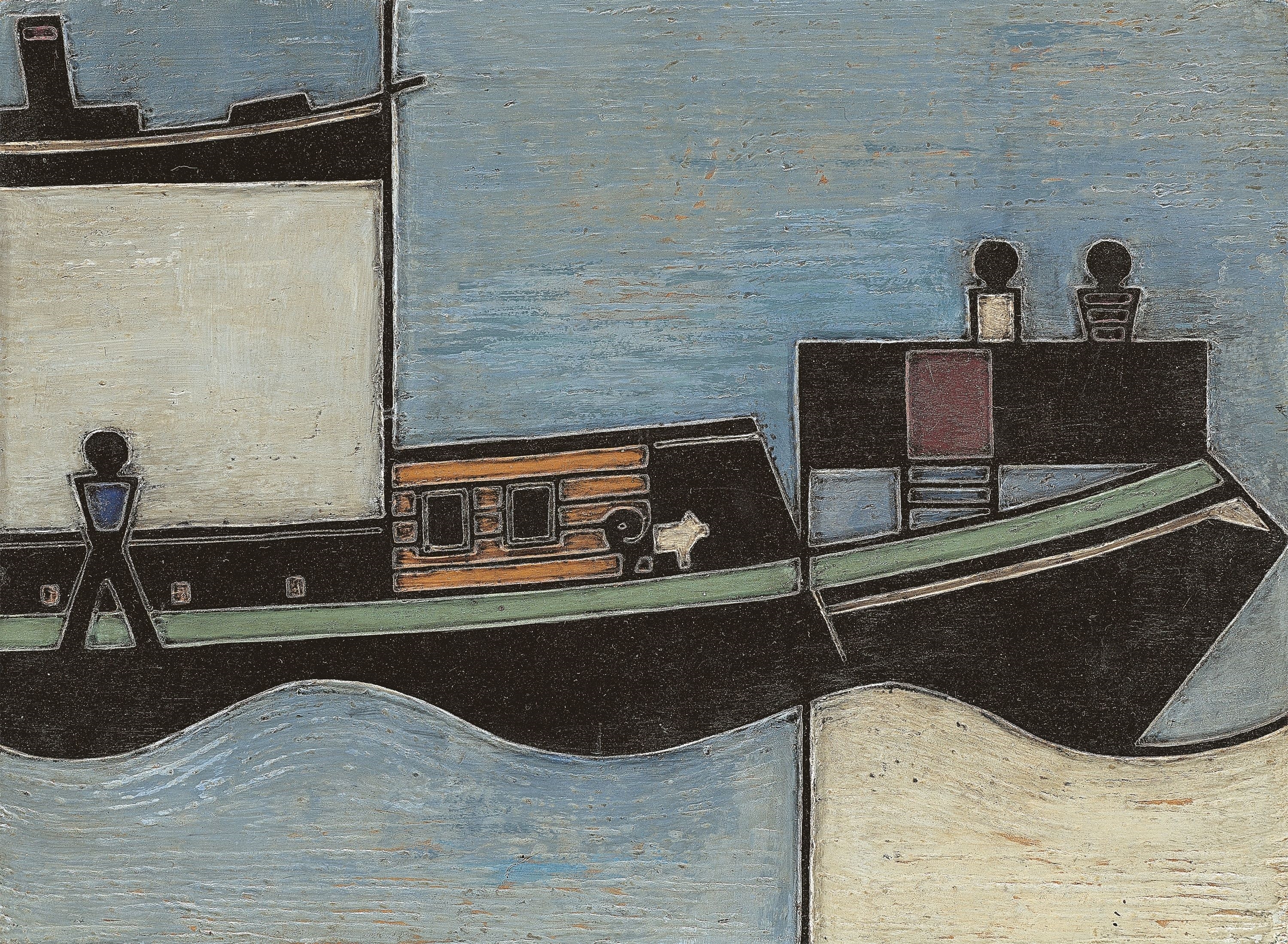 Artwork by Gerd Arntz, ”S첹”., Made of Block from wood, painted in colour