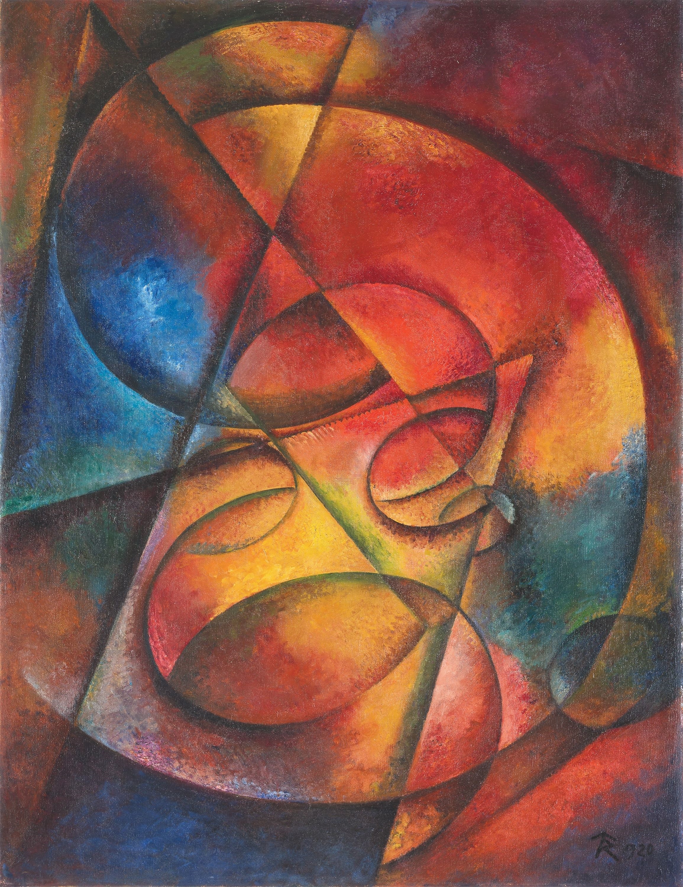 Artwork by Thomas Ring, ”Roter Gong” / ”Rote Stimme”., Made of Oil on canvas