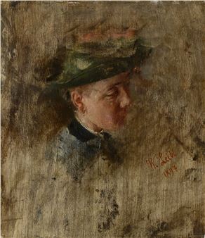 ”Mädchenkopf (genannt ,Die Malresl‘)”. - Wilhelm Leibl