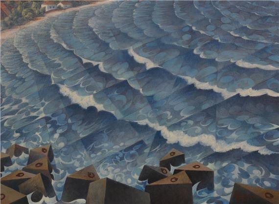 The sea in the bay of Andros by Kostas Plakotaris, 1966