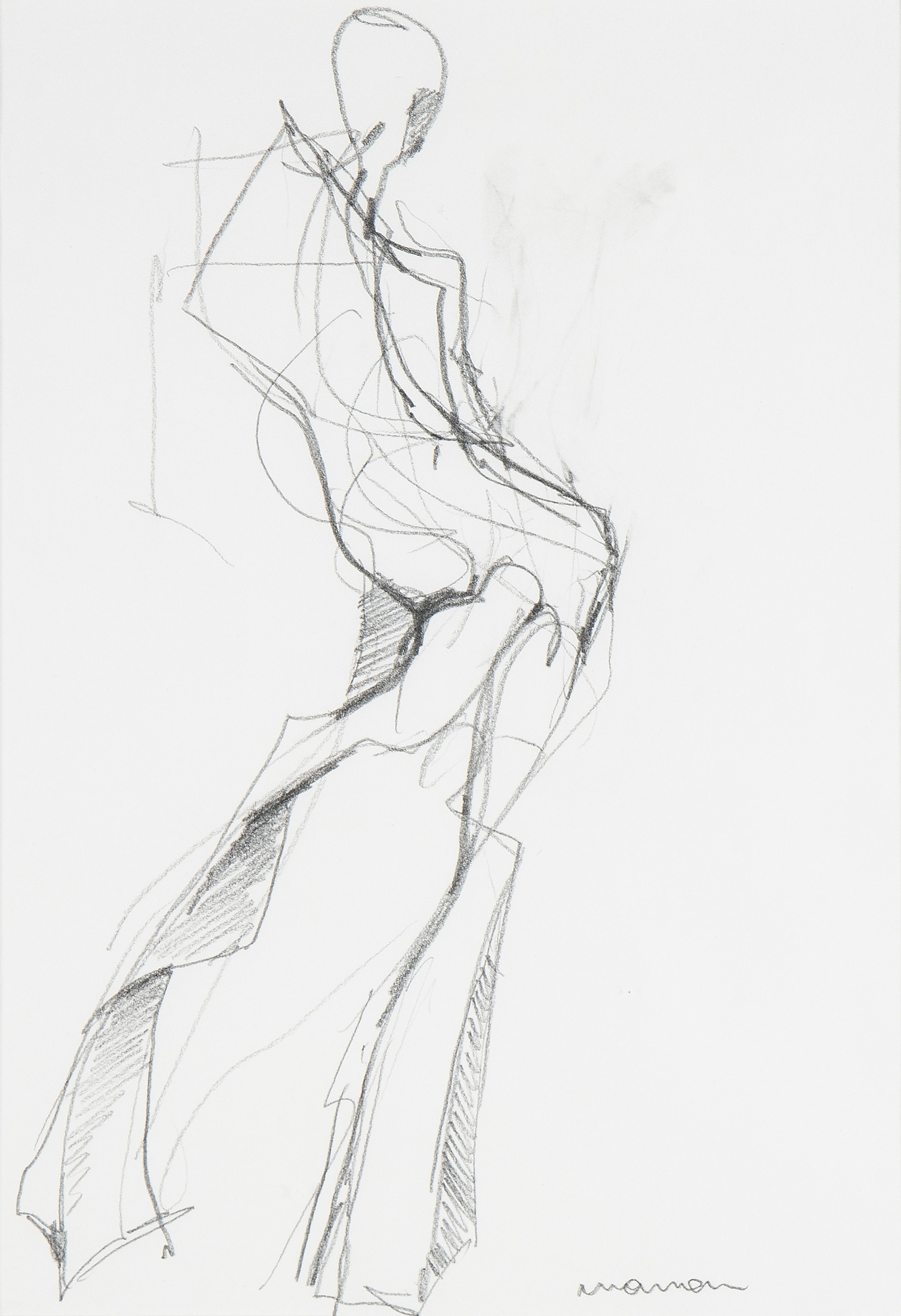 Artwork by Peter Mandl, Modellstudie, Made of pencil drawing