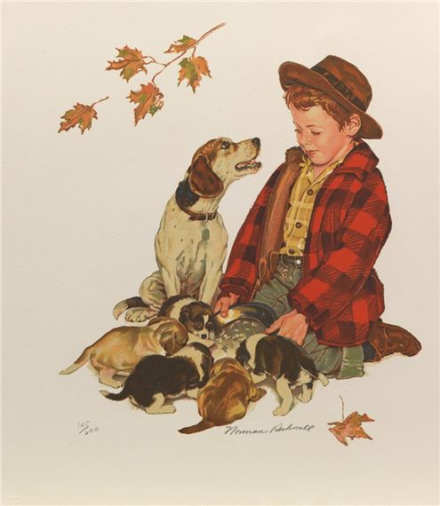 Puppy Love by Norman Rockwell, 1976