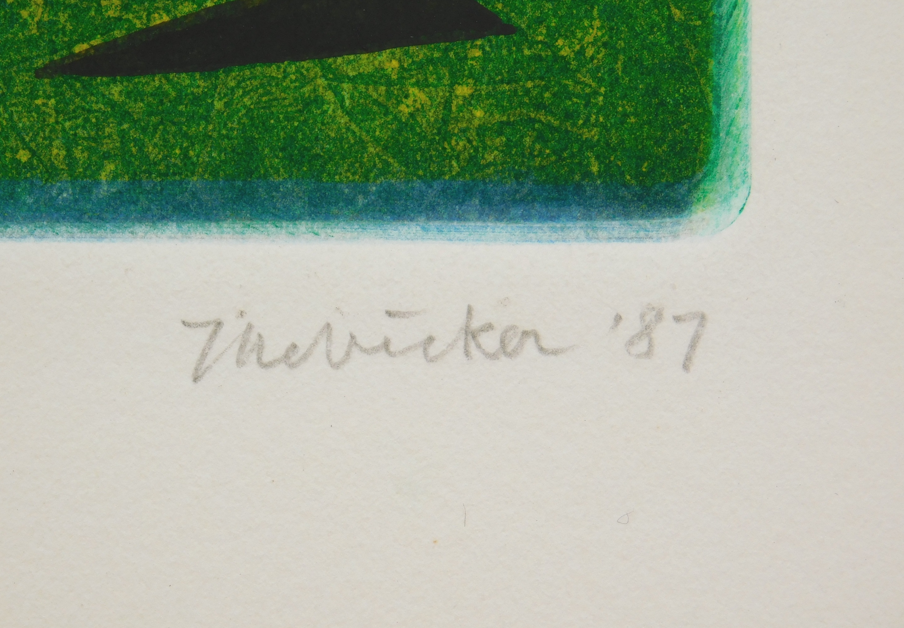 Artwork by J. Jay Mc Vicker, ''Egyptian Series #24'', Made of monoprint aquatint in colors with collage