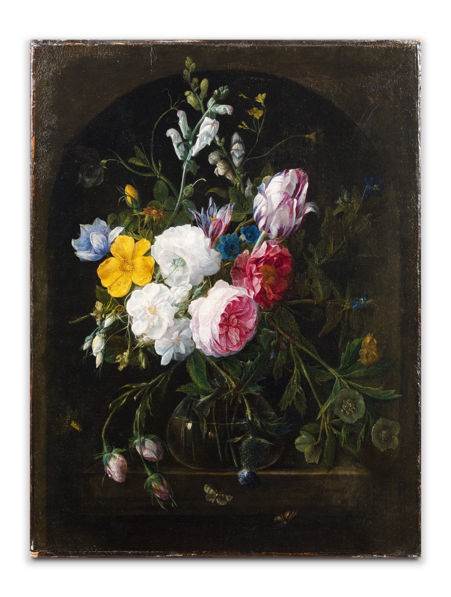 Artwork by Nicolaes van Veerendael, Still lifes with flowers in a crystal vase, Made of both oil on canvas