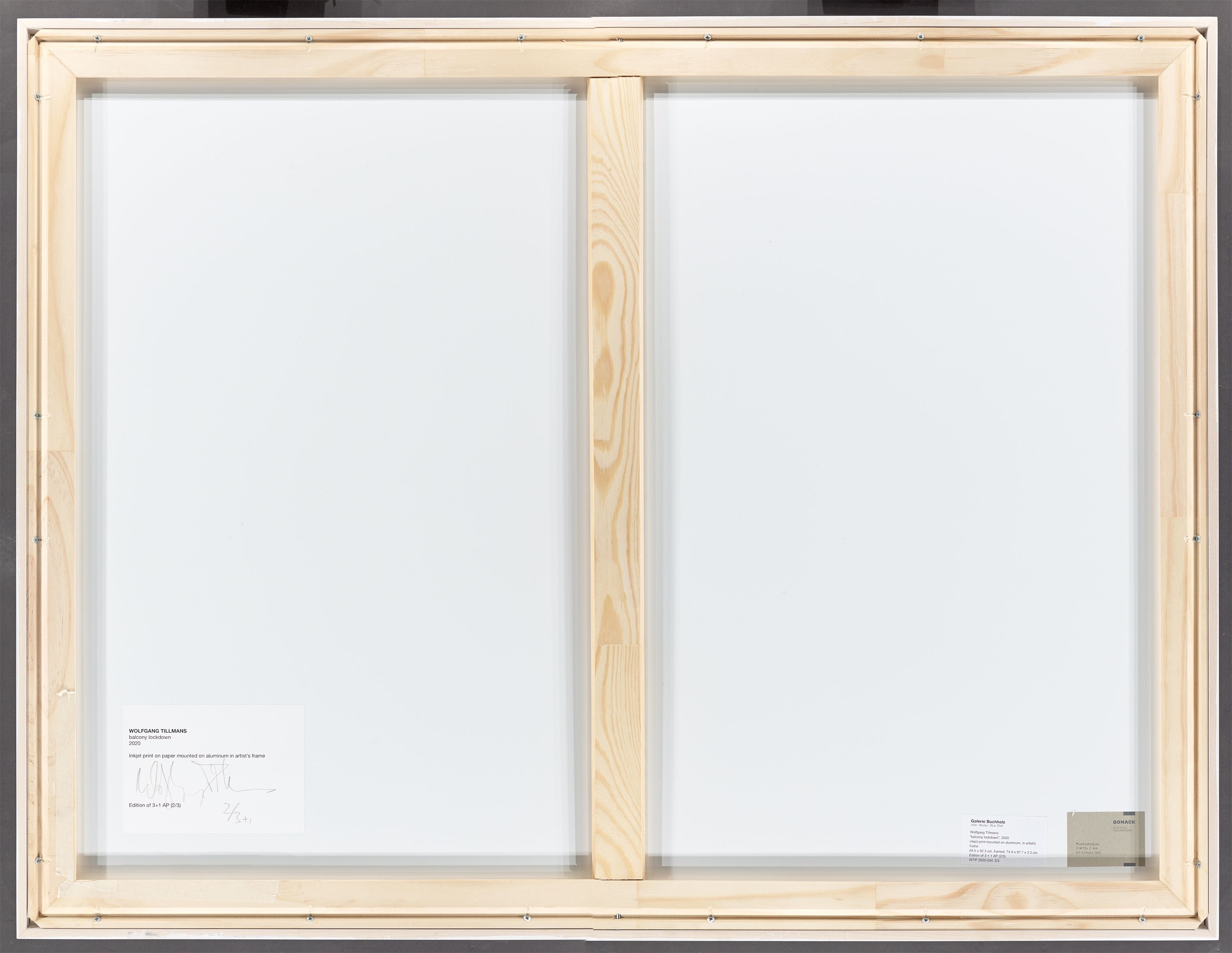 Artwork by Wolfgang Tillmans, ”balcony lockdown”., Made of Fine Art print on aluminium