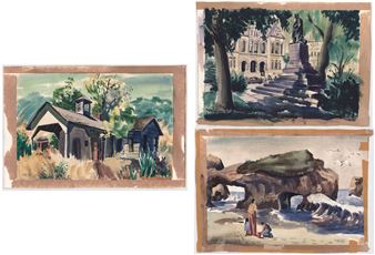 Pair of original watercolors - John de Vincenzi