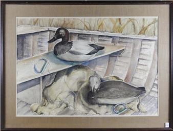 "Untitled: Hunter Boat with Decoys" - R. Dale