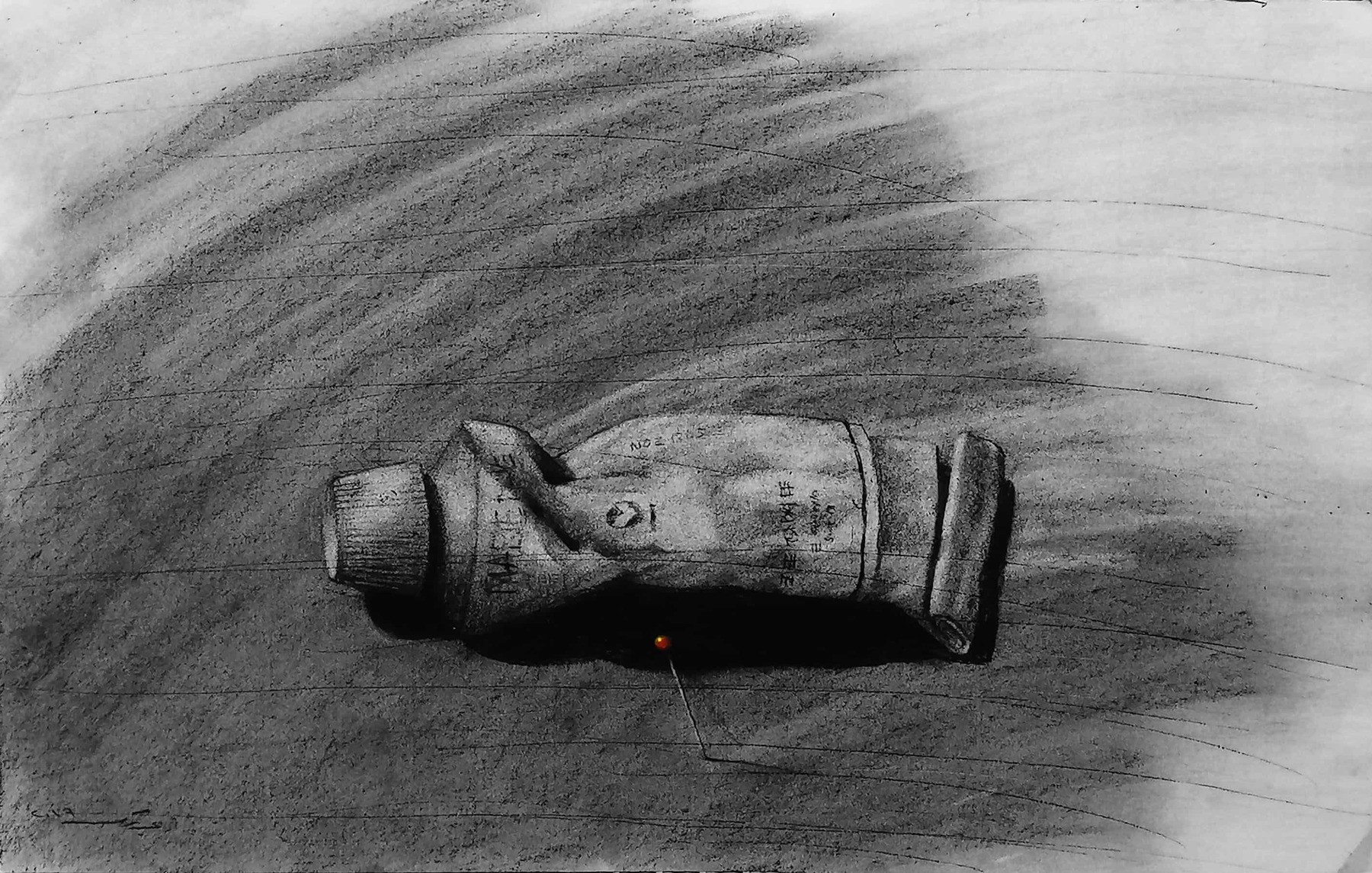 Artwork by Youssef Abdelke, Paint Tube, Made of Charcoal on paper