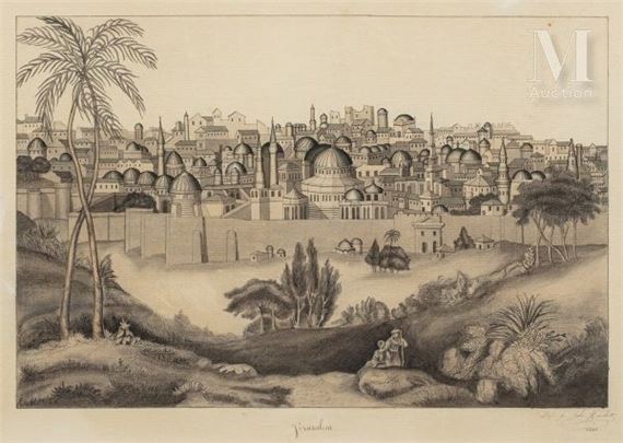 Vue de Jérusalem by Jules Heudebert, 1845