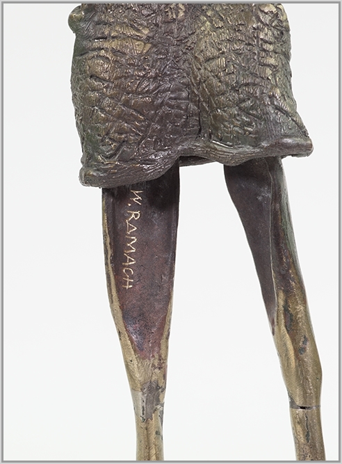 Artwork by W. Ramach, 
Woman with Bird, Made of gilt bronze