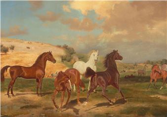 Pferde auf der Sommerweide - Friedrich Anton Kilp