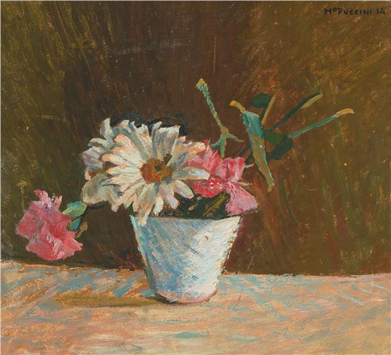 Blumen in weisser Vase by Mario Puccini, 1914