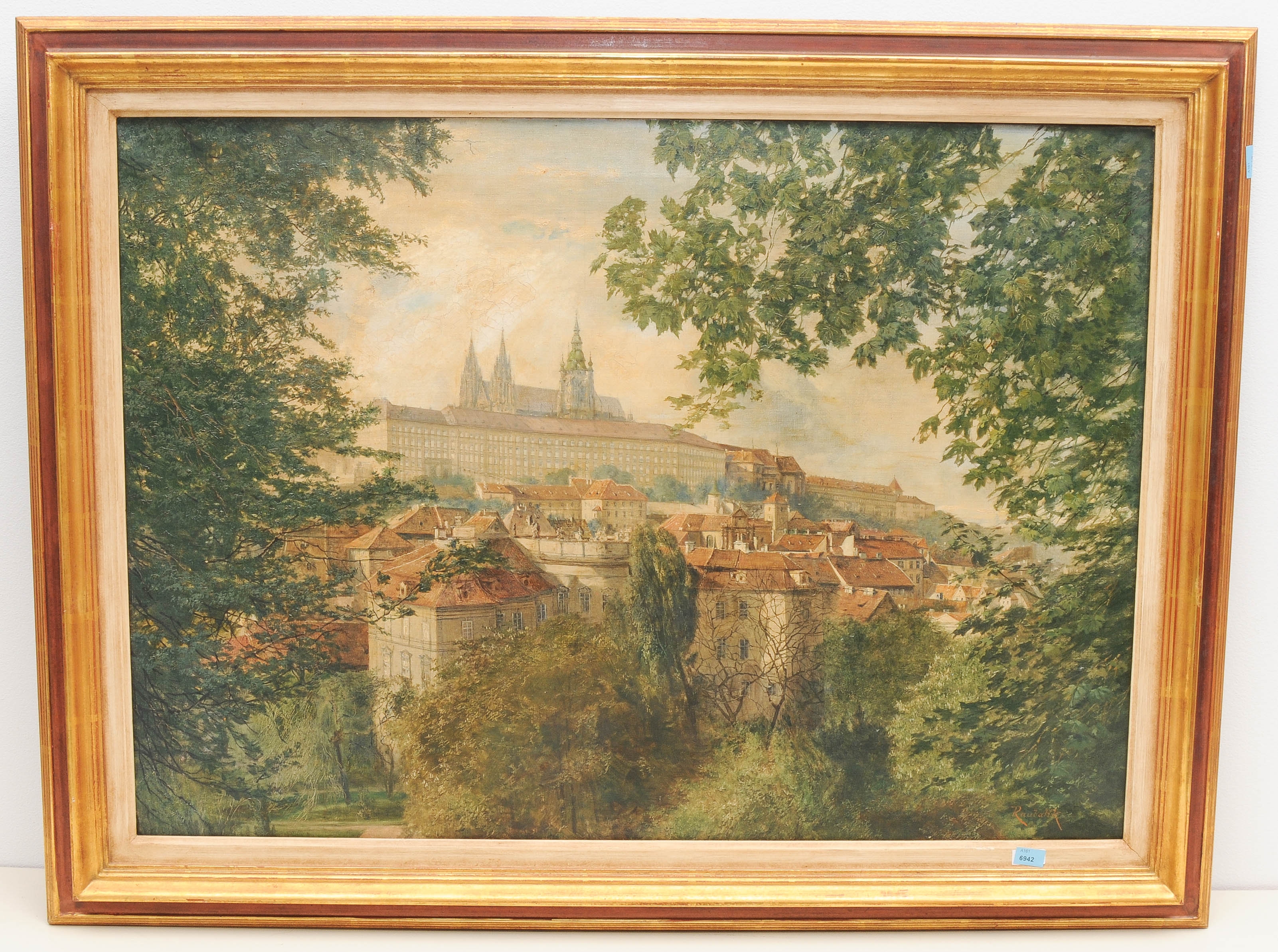 Artwork by Bohumír Roubalík, Ansicht des Palais Lobkowitz in Prag, Made of oil on hardboard