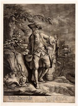 Der über seine Beute vergnügte Jäger [...]. Venator praeda sylvarum delutatus [...] - Johann Jakob Ridinger