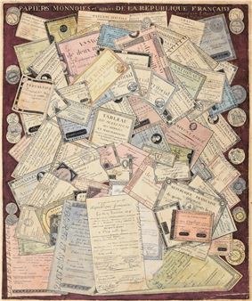 Trompe l'oeil with paper money and bonds - Mathieu Joseph Charles Hunin
