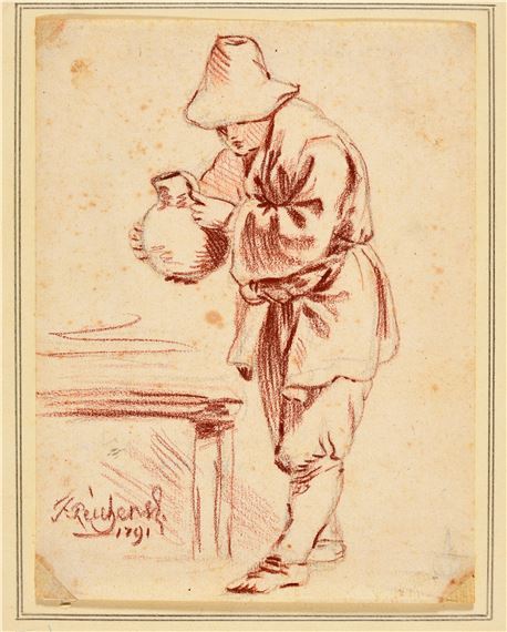 Boy with jar by German School, 18th Century, 1791