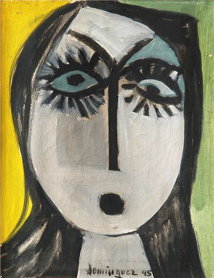 Girl's head by Oscar Dominguez, 1945