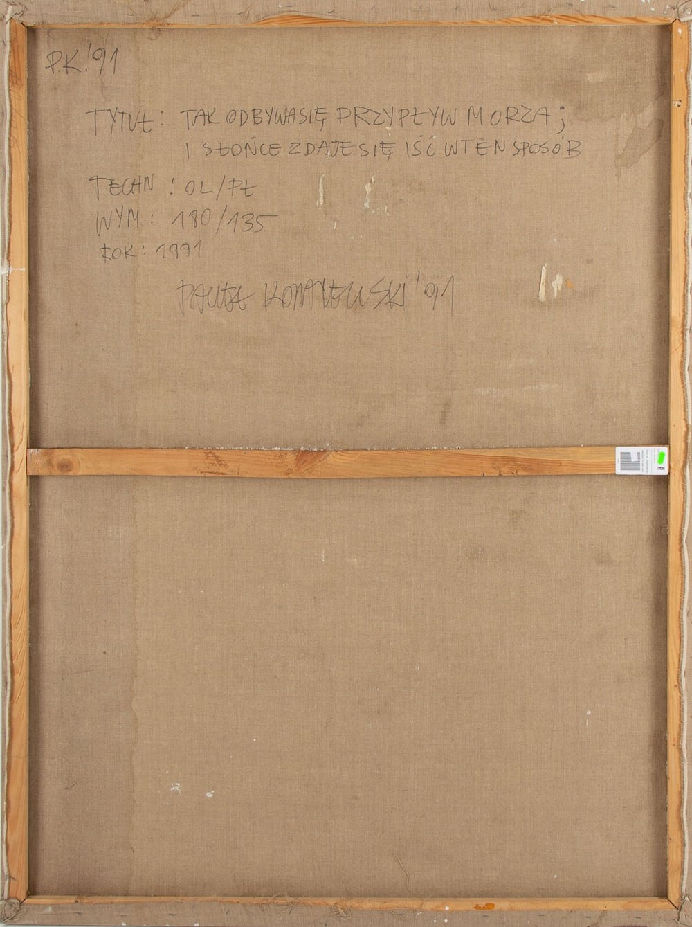 Artwork by Pawel Kowalewski, "Tak odbywa się przypływ morza i słońce zdaje się iść w ten sposób", Made of oil/canvas