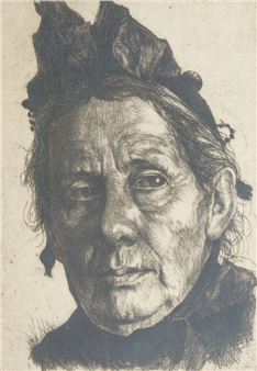 Portrait of a lady wearing a dark headscarf and coat Picture