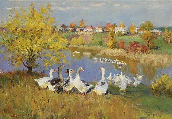 The Village pond by Vitaly Baranenko, dated 2019