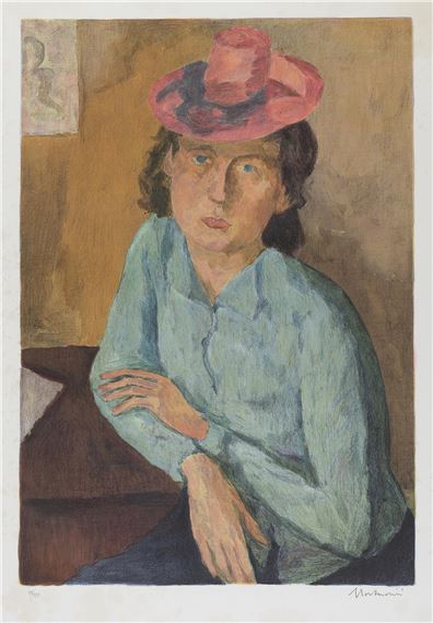 Donna con cappellino rosa by Luigi Montanarini