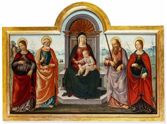 Madonna in trono e quattro santi (San Pietro, San Paolo, Santa Lucia, Santa Cristina di Bolsena) - Davide Ghirlandaio