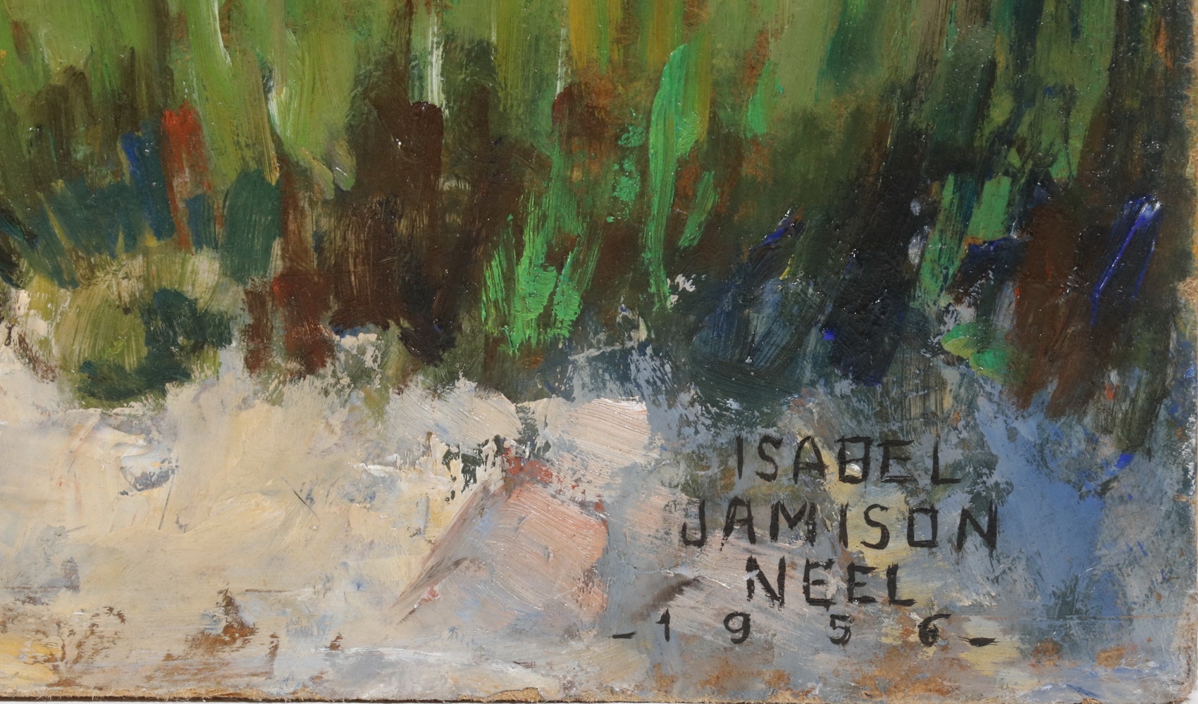 Artwork by Isabel Jamison Neel, Coastal Camp Scene, Made of oil on maso