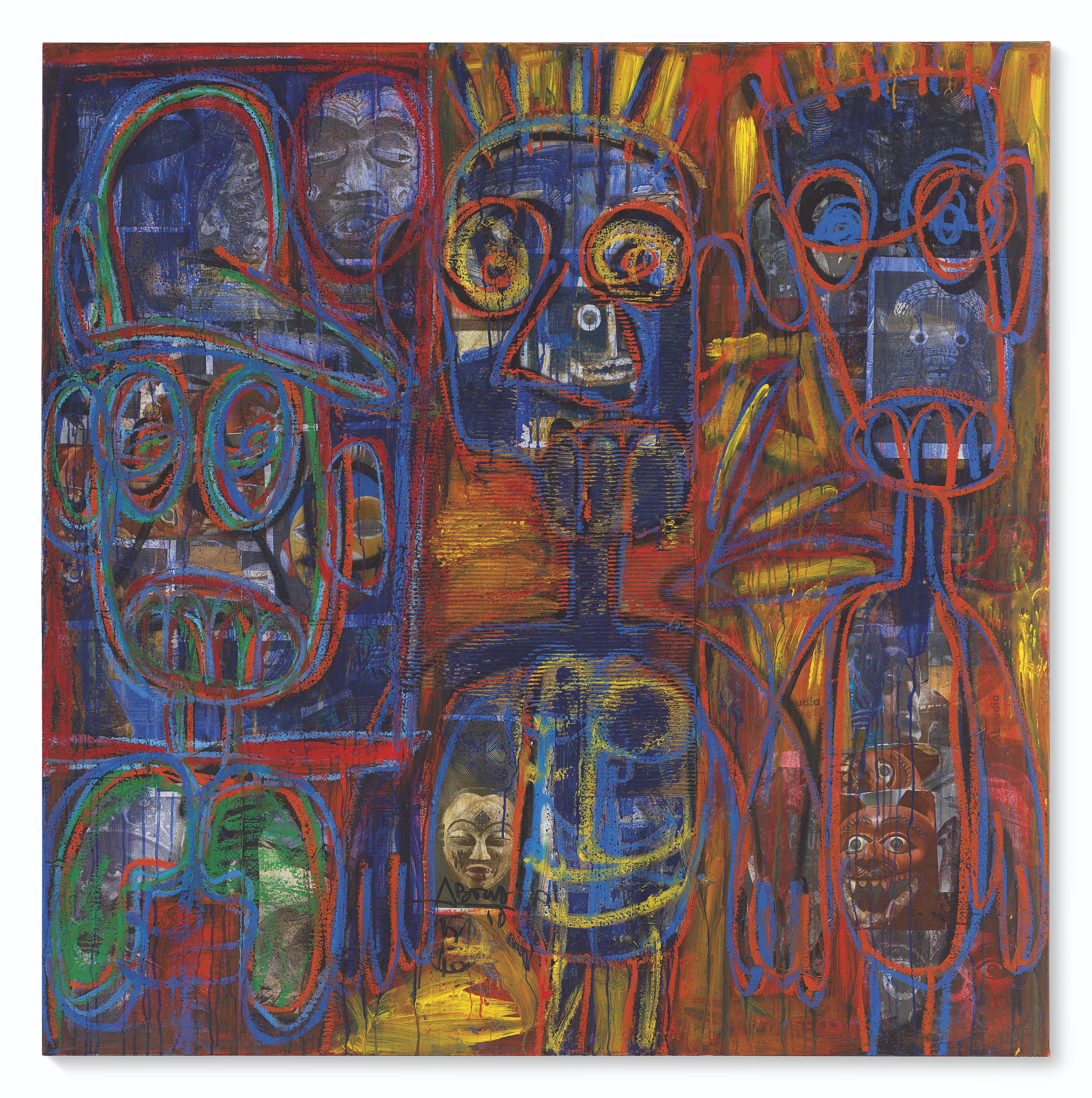 Artwork by Aboudia, Untitled, Made of printed paper collage on canvas