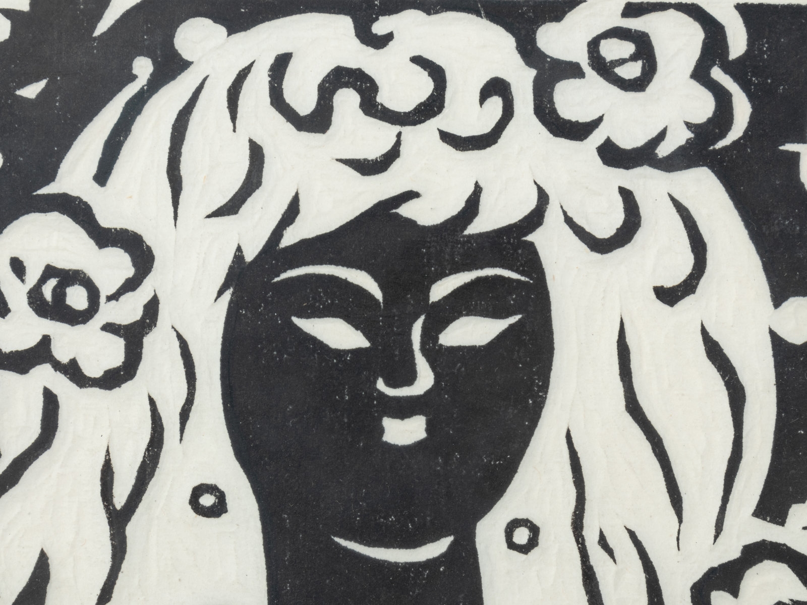 Artwork by Kihei Sasajima, Woman and Flowers, Made of color woodblock print