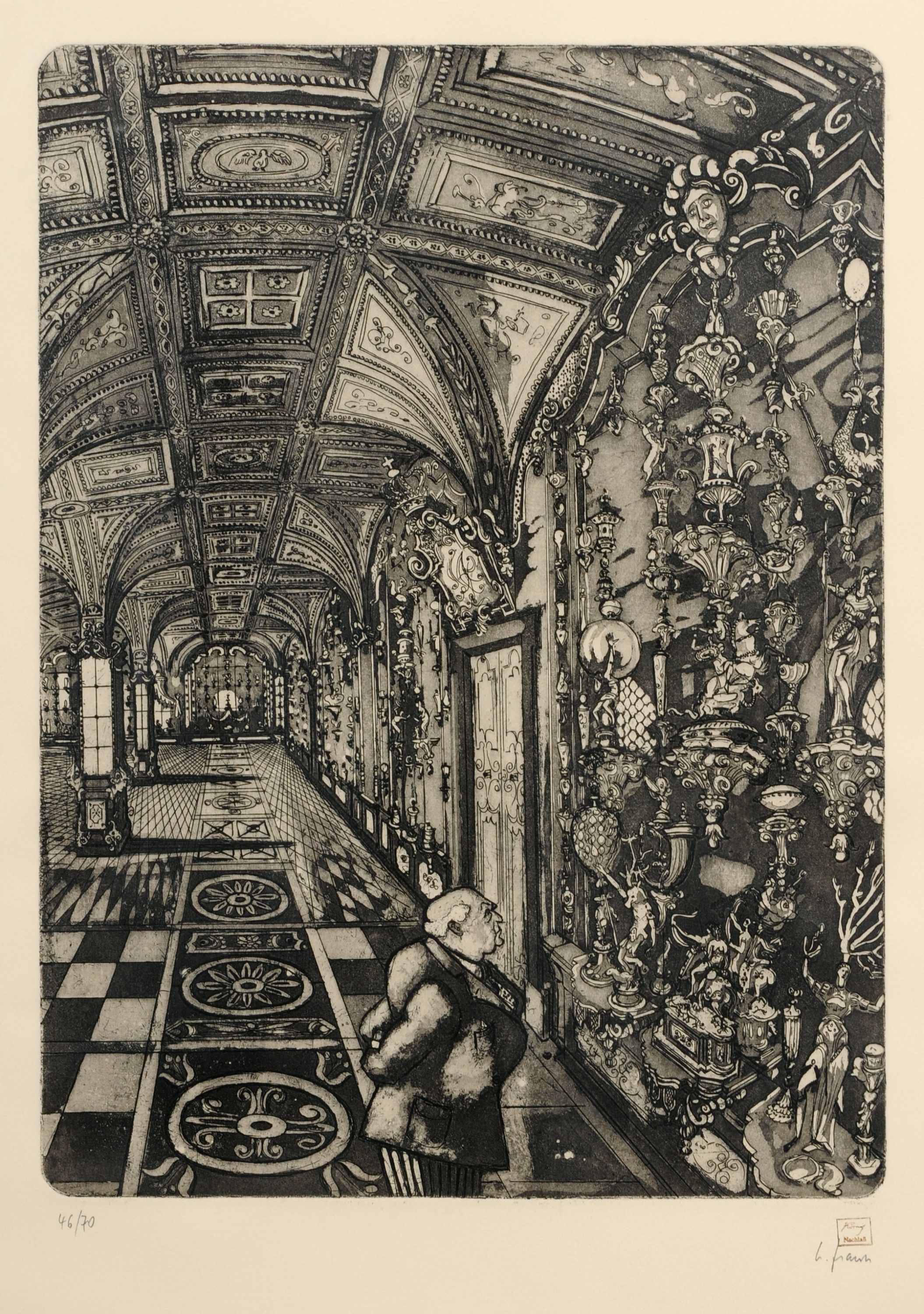 Artwork by Hans Körnig, Das ehemalige grüne Gewölbe, Made of Aquatint etching on strong laid paper