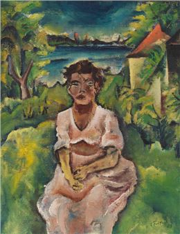 Frau in Landschaft - Ernst Fritsch