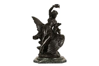 A BRONZE MODEL OF HEBE AND JUPITER'S EAGLE - Louis Charles Hippolyte Buhot