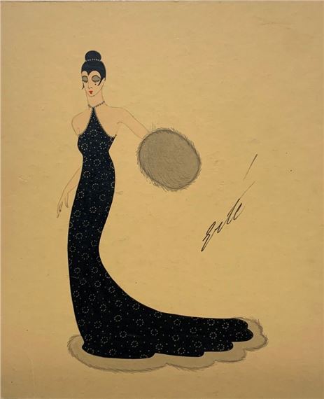 Erté | ELEGANTE À LA ROBE LONGUE | MutualArt