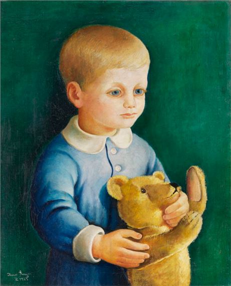 Kind mit Teddybär by Ilona Singer, 1927