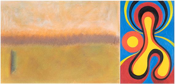 "Sunset"; "Divine Maternity" by Amintore Fanfani, 1984, 1975