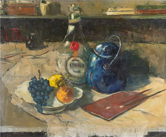 Stilleven in schilders atelier by Johannes Gerardus den Hengst