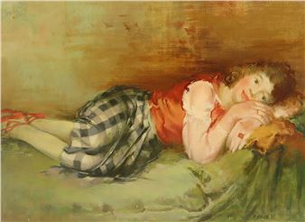 Liegendes Mädchen - Frans Stock