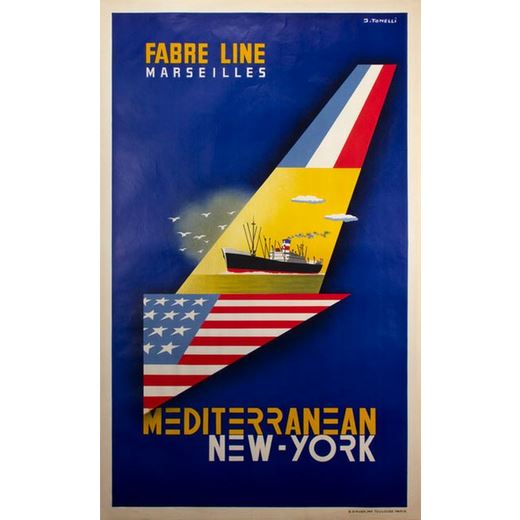 Fabre Line, Mediterranean New York by J. Tonelli, 1950 ca