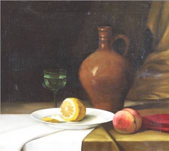 Stilleben mit Tonkrug und Zitrone - G. Griard