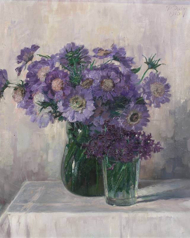 Artwork by P. Pulm, Blumenstillleben, Made of oil on hardboard
