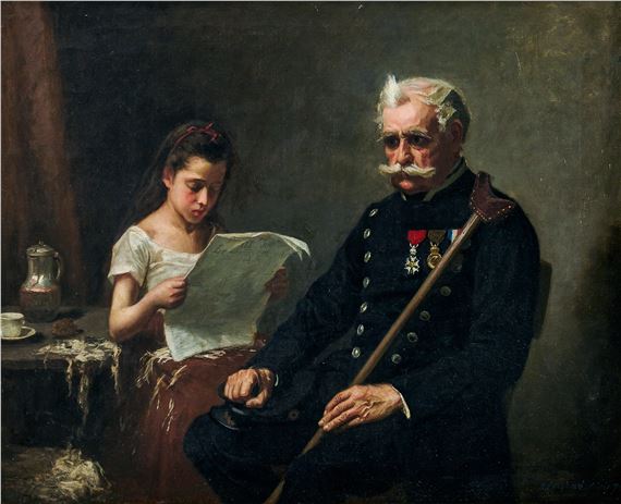 ”Farfadern och de dåliga nyheterna från kriget” by Nils Forsberg, 1875