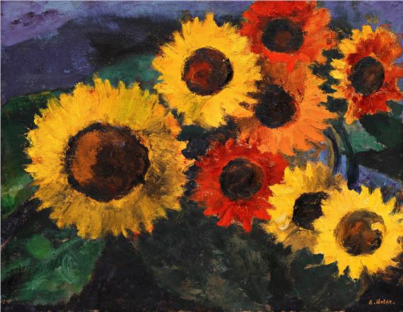 Leuchtende Sonnenblumen (Shining Sunflowers) by Emil Nolde, Painted in 1950