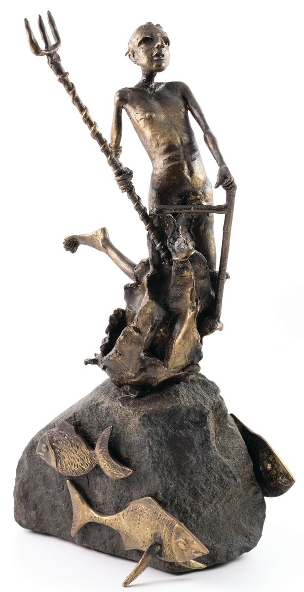 Artwork by Marek Czarnecki, NEPTUN, Made of Patinated bronze, granite