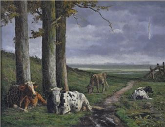 Landschap met koeien (scheur) - A.C. Kooper
