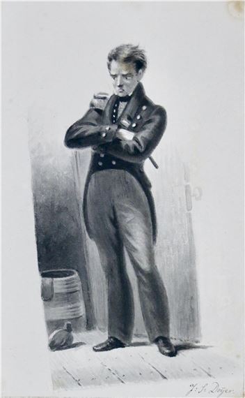 The Dutch naval lieutenant Jan Carel Josephus van Speijk (1802-1831) before the historical blast of his gunboat in Antwerp - Jacobus Schoemaker Doyer