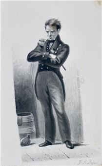 The Dutch naval lieutenant Jan Carel Josephus van Speijk (1802-1831) before the historical blast of his gunboat in Antwerp - Jacobus Schoemaker Doyer