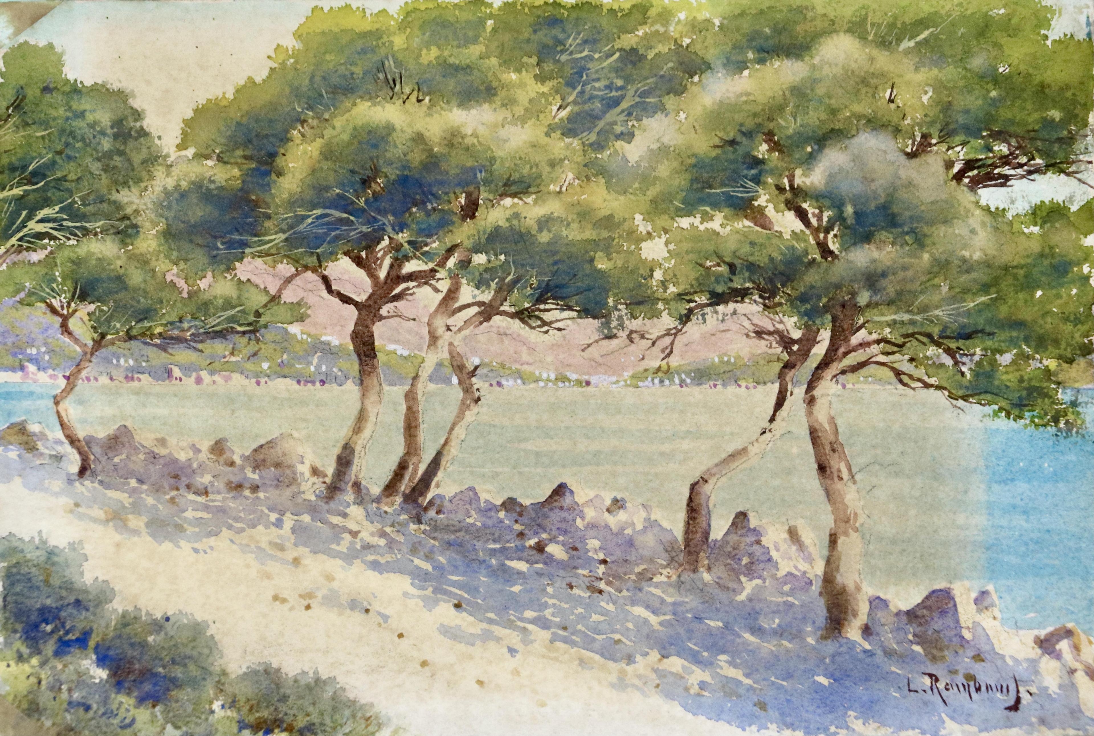 Artwork by L. Rambaud, Menton – Cap Martin; La Napoule, Made of WATERCOLOURS on stiff paper
