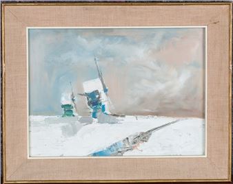 Windmills in a Snowy Landscape - John Heritage