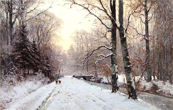 Abendstimmung im Winterwald by Carl Roder, (19)06